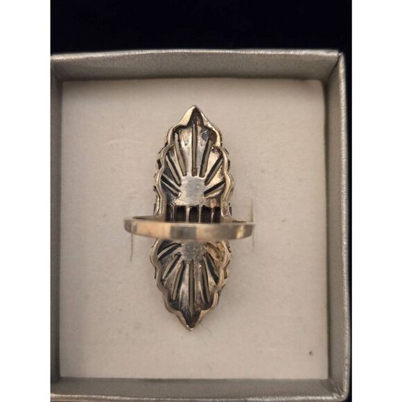 Vintage Size 5.75 Sterling Silver Marcasite Black Onyx Ring - Picture 2 of 4